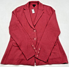 TALBOTS 100 MERINO WOOL CARDIGAN SWEATER BLAZER WOMENS M BUTTONS CORAL NWT