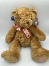 Applause Brown Teddy Bear Plush Pink Bow Ribbon 15"