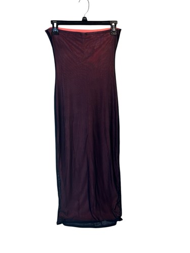 Wild Fable Women's Size XS Tube Mesh Midi Bodycon Dress Black/Cranberry New - Picture 3 of 16