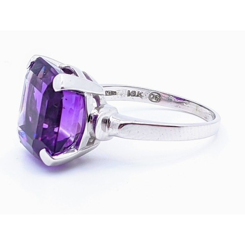 Vintage 10k White Gold Amethyst Ring, ?ct Square Cut Amethyst White Gold Ring, R - Picture 8 of 10