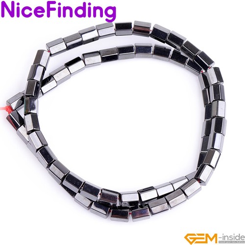 Black Hematite Natural Tube Column Stone Beads Jewelry Making 15" Non-Magnetic - Picture 36 of 38