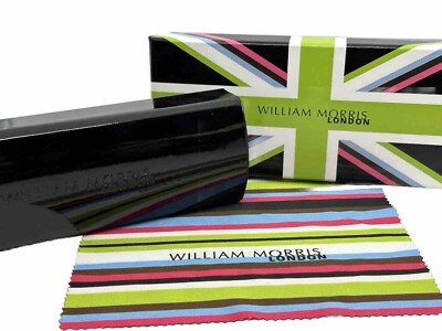 NEW William Morris London Black Hard Eyeglasses Case Magnet Closure & Cloth