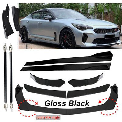 For KIA Stinger Forte GT Front Bumper Lip Spoiler+86.6'' Side Skirts Glossy Black