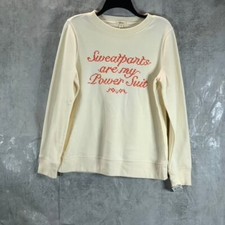 STYLE CO Women's Antique Cream Ribbed Crewneck Graphic Pullover Sweatshirt SZM