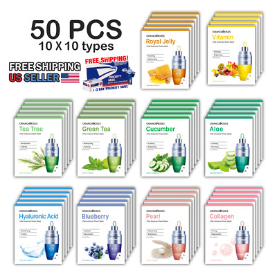 【 Orangeroses 】 50 pcs Vital Ampoule Sheet Mask,Korean Cosmetic ( 5 x 10 type)