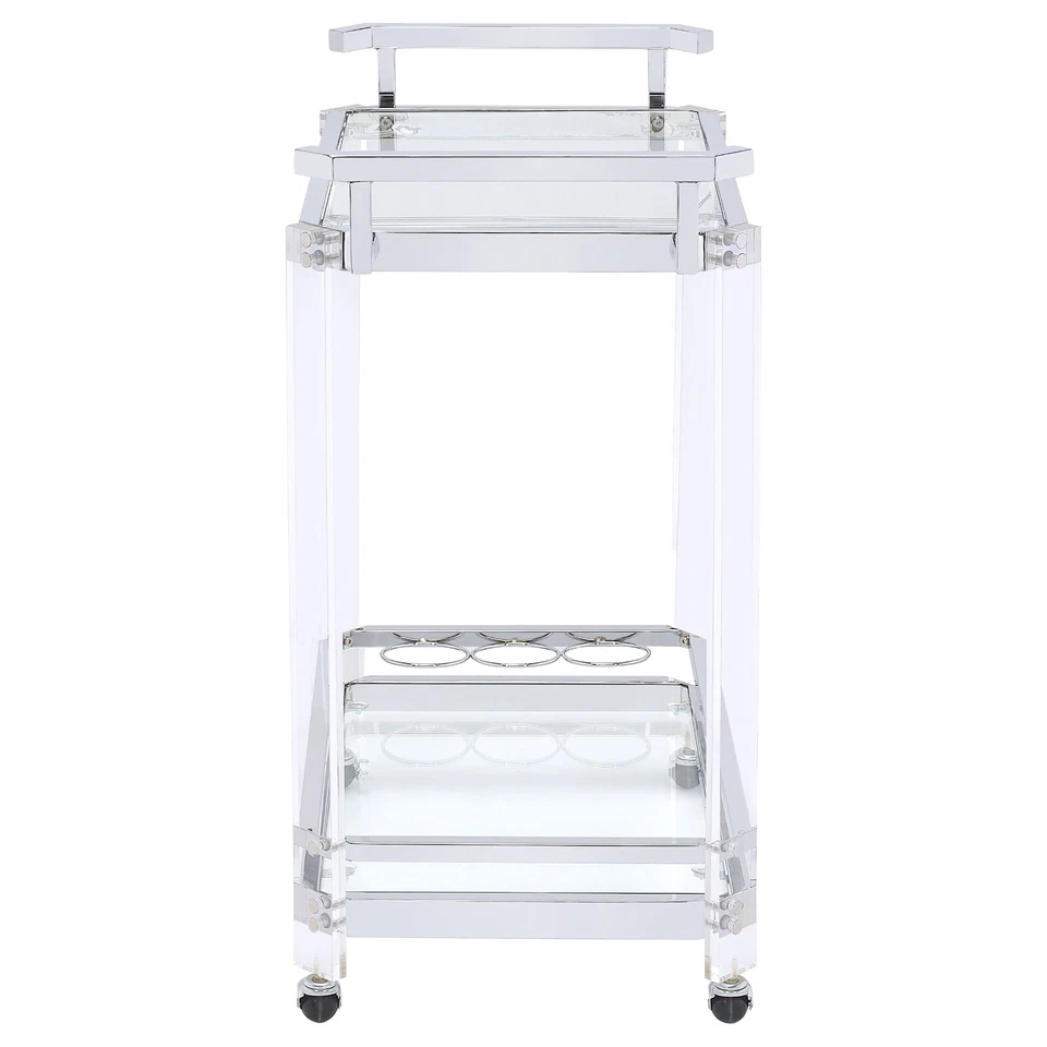 Carrinho de bar acrílico moderno Lucite carrinho de servir vidro vinho montanha-russa 902589 - Imagem 2 de 4