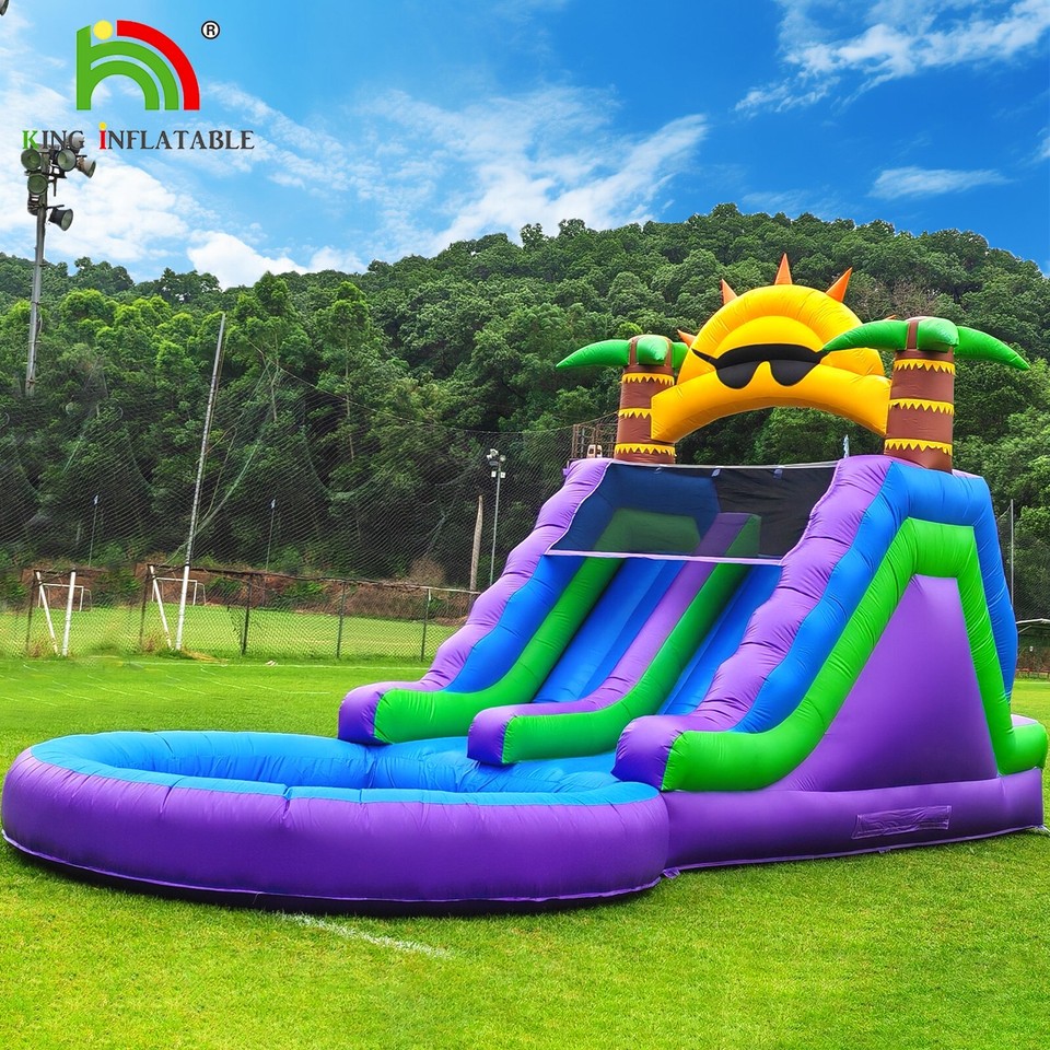 26FT Commercial Inflatable Double Water Slide with Big Splash Pool ...