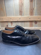 Johnston & Murphy Mens Black Leather Cap Toe Oxford Dress Shoes Size 13 D/B