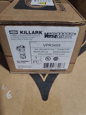 Killark VPR3455 30 Amp Style 1 Pin/Sleeve Connector 4-W 4-P 250/600V 3 4 4X