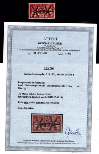 Gdansk 191 Pfi Abart Stamped BPP Certified (BA1333