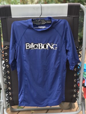 Billabong Boys L 10-12 Navy Blue Rash Guard UPF 50+ Swim Shirt