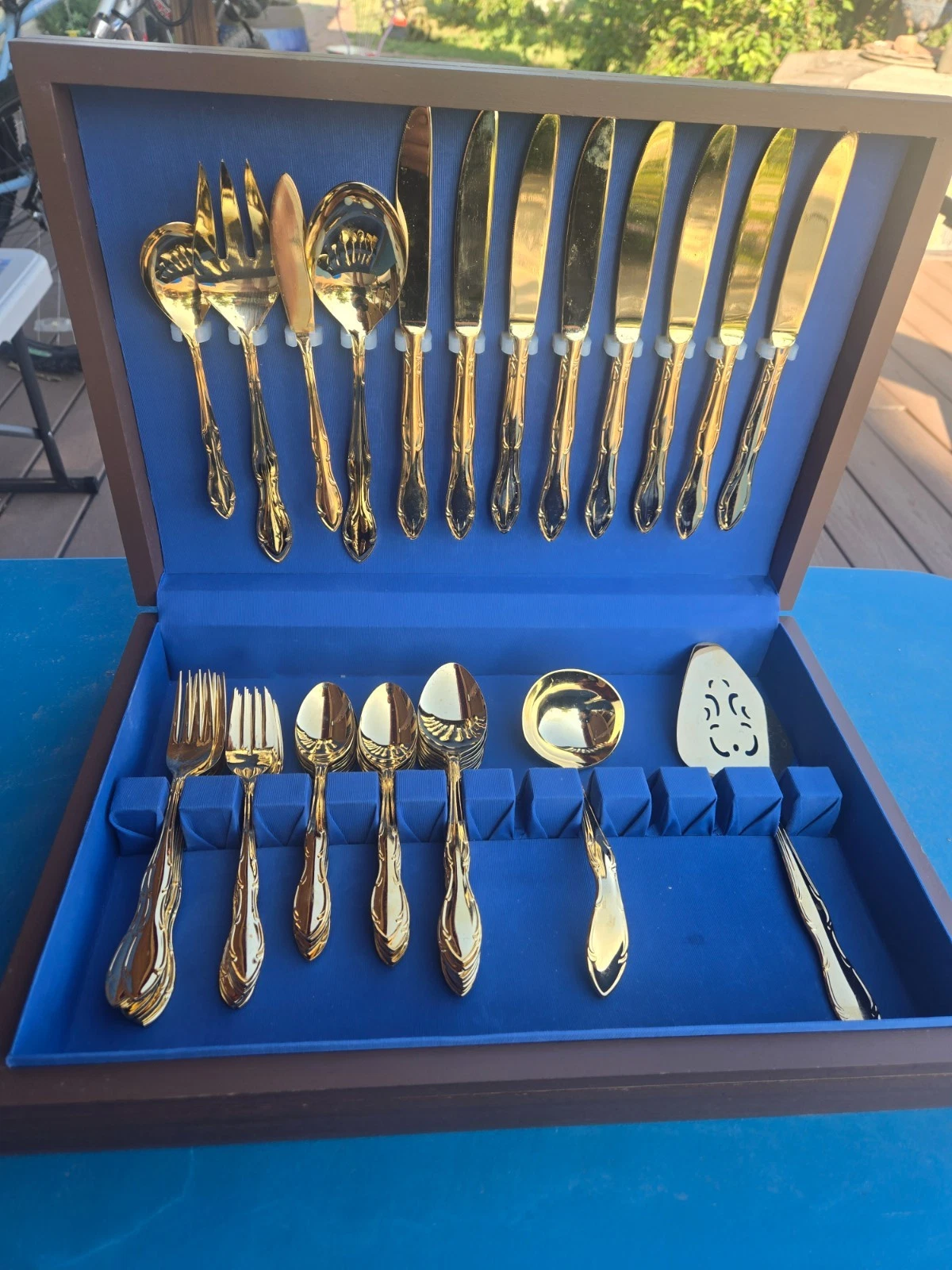 Vintage Continental stainless /gold electroplate flatware pttn. CSS13 54 pieces