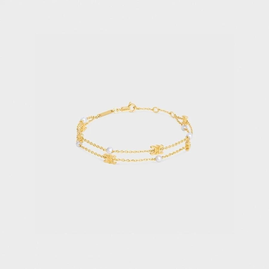 Bracciale Doppio Perle Celine Trionfo Finitura Oro Ottone e Resina Perla
