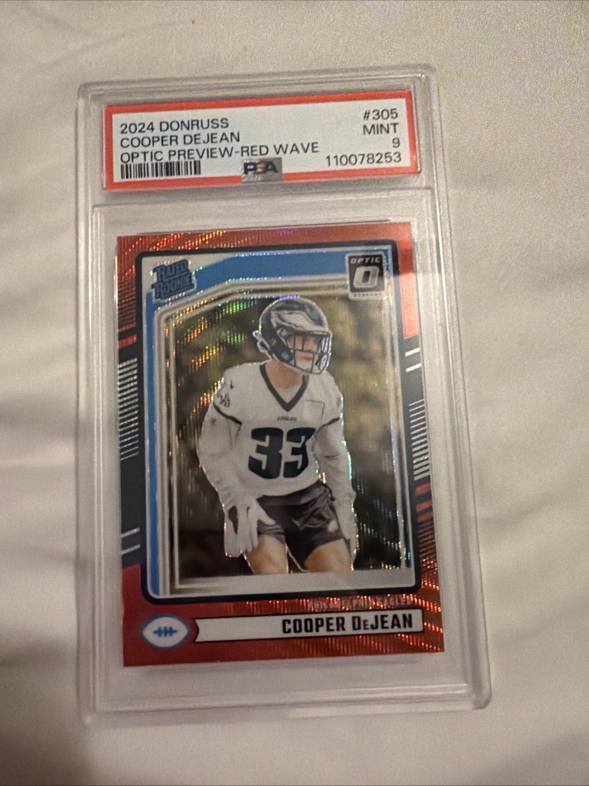 2024 Panini Donruss - Rated Rookie Cooper DeJean #305 Optic Preview Red Wave RC
