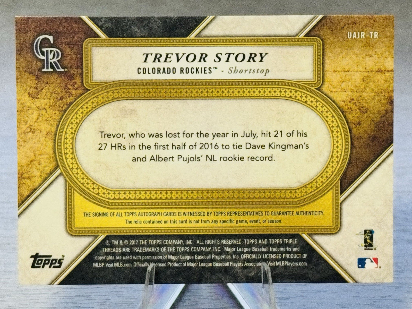 🔥⚾️TREVOR STORY 2017 Topps Triple Threads SICK 4-COLOR Patch Auto SSP /10!⚾️🔥 view 4