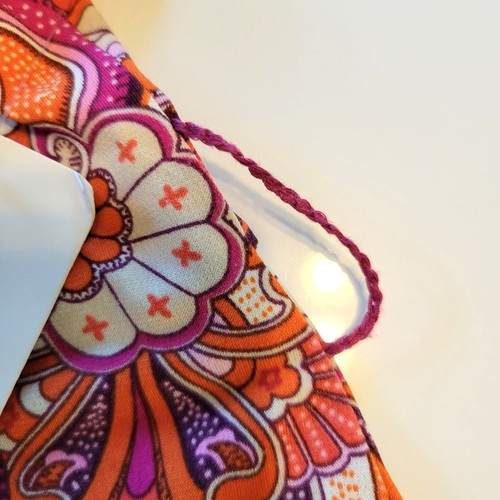Chaus Kleid Damen M orange lila Paisley Stretch V-Ausschnitt Retro 60er 70er Style - Bild 11 von 11