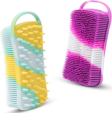 2 PC Silicone Body Scrubber, 2 in 1 Exfoliating Shower Bath Scrubber, Soft Silic