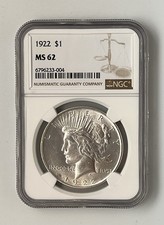 1922 American Peace Dollar $1 NGC MS62