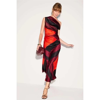Staud Phare Silk Dress Red Black Geometric One Shoulder Satin Midi Womens Sz 4 | eBay Staud Phare Silk Dress Red Black Geometric One Shoulder Satin Midi Womens Sz 4 | eBay