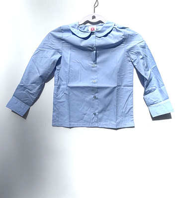 A+ School Apparel Girls Peter Pan Blouse Long Sleeve Blue Uniform Shirt YXS