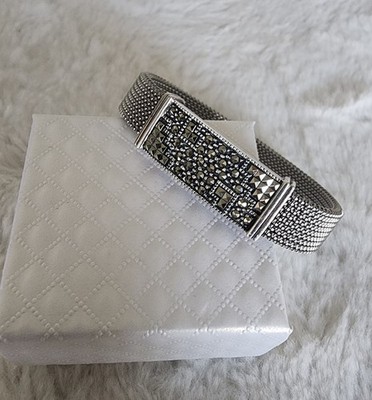JUDITH JACK Vintage Mesh Stretch Bracelet Sterling Silver and marcasites (80-90)
