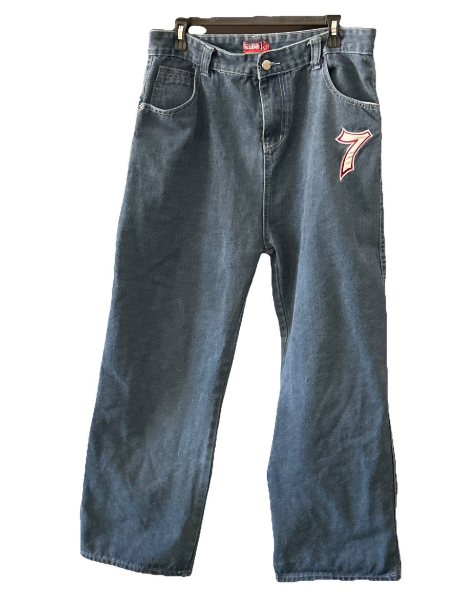 Vintage JNCO Jeans Mens S Wide Leg Y2K Skater Dice Logo Baggy Blue