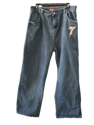 Vintage JNCO Jeans Mens S Wide Leg Y2K Skater Dice Logo Baggy Blue