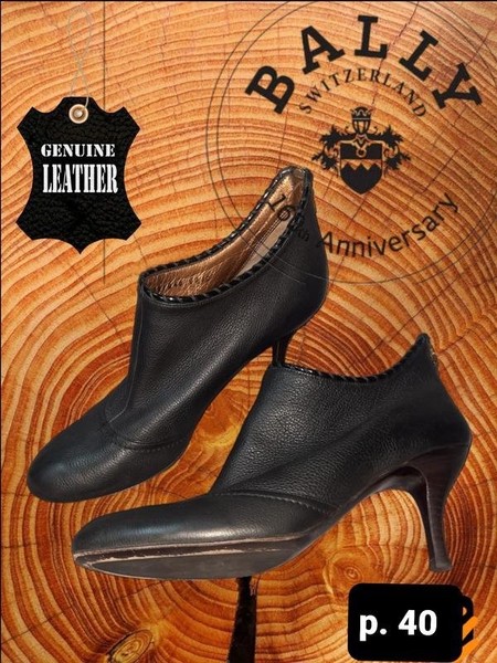 Women Bally Ankle Boots Black Leather 40
