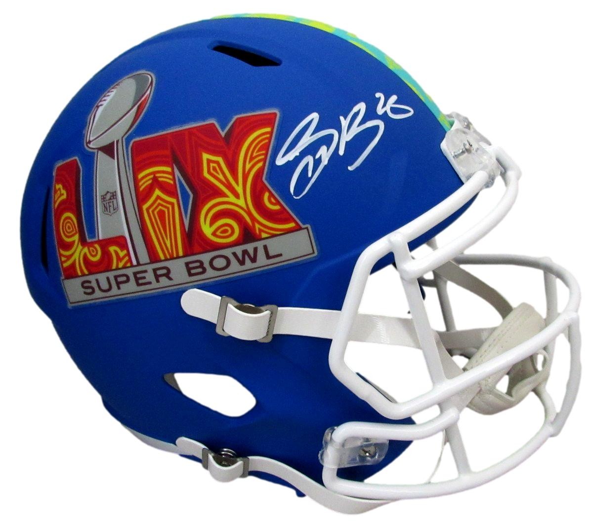 Saquon Barkley Autographed Signed Blue SB LIX Full Size Replica Helmet Eagles PSA 195218 