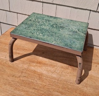 Vintage Simmons Furniture Metal Step Stool with Green Top