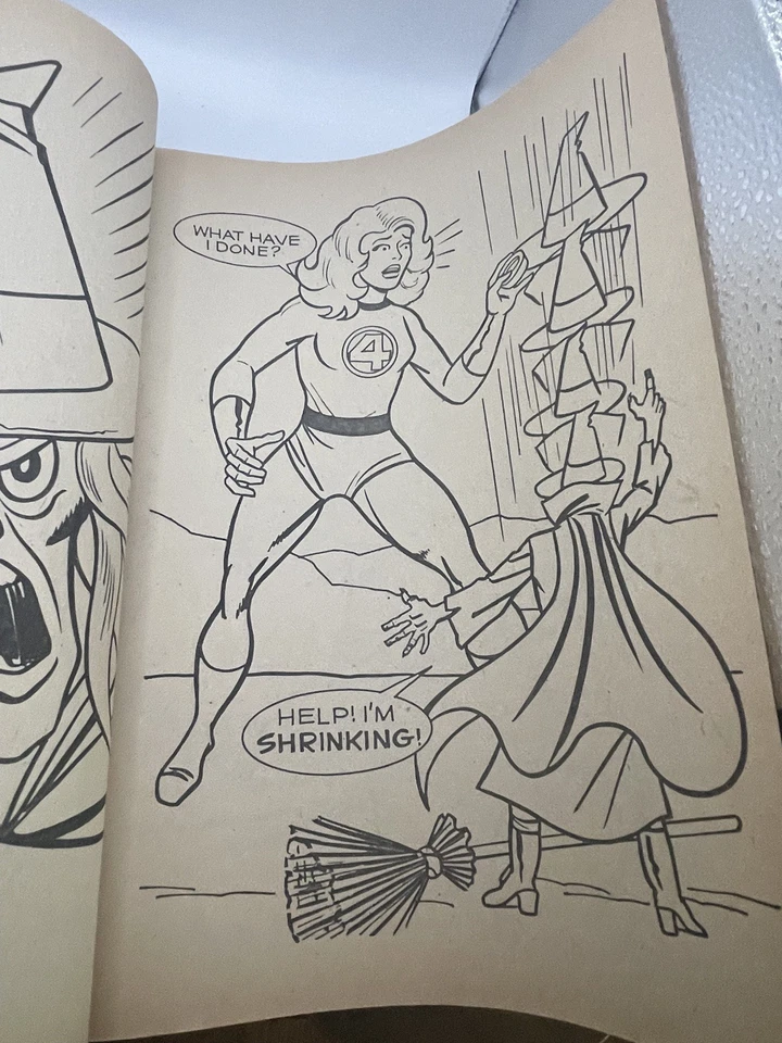 Vtg 1977 Fantastic Four Meet the Witch Coloring/Activity Book Whitman - Image 3 of 4