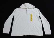 Gap Men's Solid Waffle Knit Long Sleeve Henley Hoodie EJ3 Cream Medium NWT