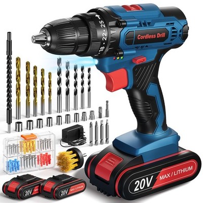 Akku-Schrauber, 20 V, Set mit 2 Akkus und 87 Zubehörteilen