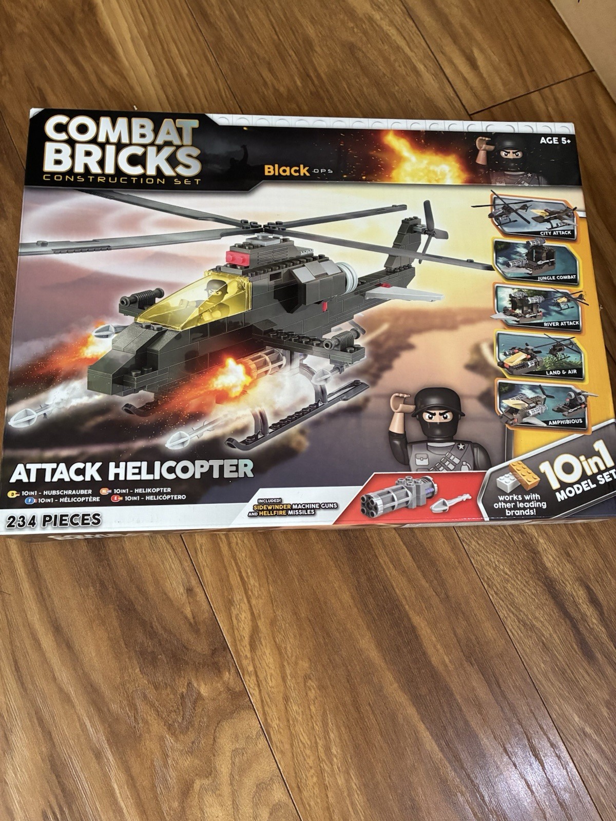 Combat Bricks Construction Set Black Ops Attack Helicopter 10 in 1 Model Set