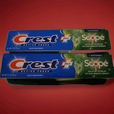 Lot Of 2--5.5oz Crest Plus Scope Whitening ACTIVE FRESH Toothpaste EXP 2027