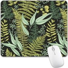 Green Leaf Mouse Pad Cute, Vintage Floral Botanical Plant Rectangular Mousepa...