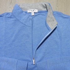PETER MILLAR Mens M MEDIUM PULLOVER CROWN COMFORT 1/4 ZIP BLUE BIRD POLO SWEATER