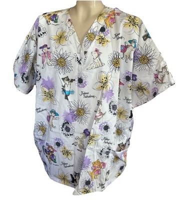 Suzy Scaffold Scrubs Top Shirt Dr Nurse Medical 2XL Vet Feline Fabulous Cat Hat