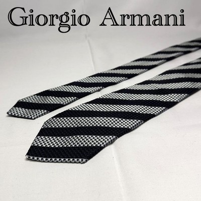 Beautiful Item Current Tag Giorgio Armani Tie Navy Silver 756
