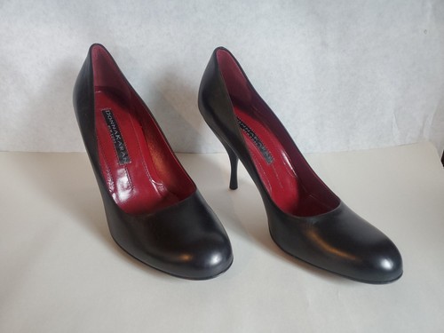 Vintage Donna Karan Größe 9 New Old Stock braune Leder Pumps runde Spitze hoher Absatz