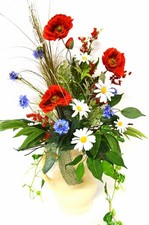 Wiesenblumen Kunstblumenstrauss Wildblumen Mohn Korn Margerite 65cm Handarbeit