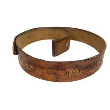 VTG Tooled Leather 44  Belt Brown Work Wear Grunge Distressed For Belt Buckles