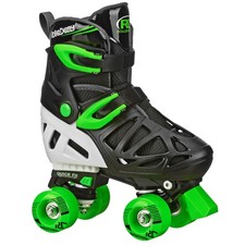 Roller Derby Trac Star Adjustable Skates for Kids, Beginners Black/Green