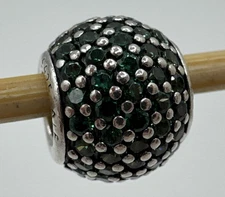 Pandora Moments Emerald Green CZ Pave Lights Sterling Silver Charm