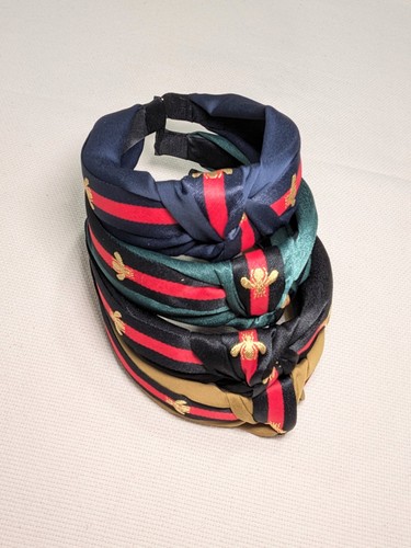 Headband, Designer Inspired - Bee Emblem & Stripe Knot NWT