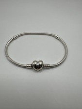 Authentic Pandora 925 Sterling Silver Moment Heart Clasp Charm Bracelet 7.9”