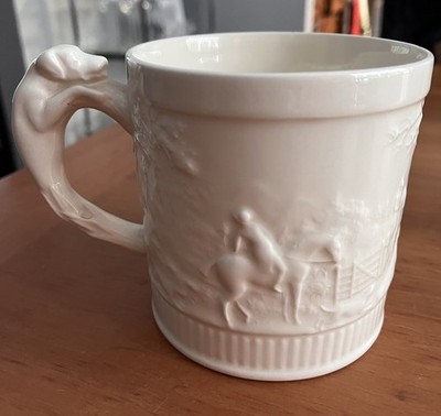 Wedgwood of Etruria Mug Embossed Horses & Dogs Hunting Scene