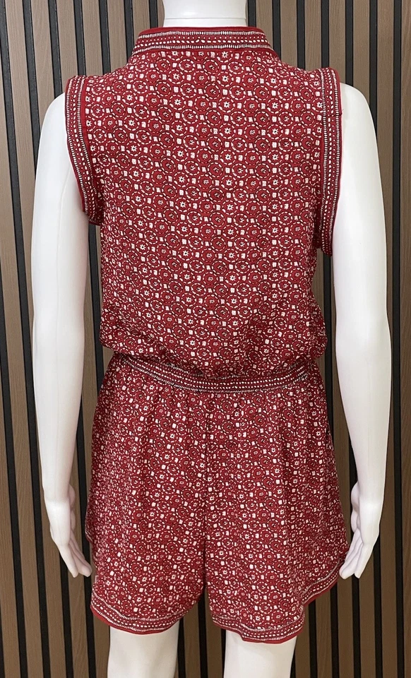 Mameluco Max Studio Para Mujer S Rojo Rayas Sin Mangas Cuello Sobrepelliz Poliéster Foto 2 de 4