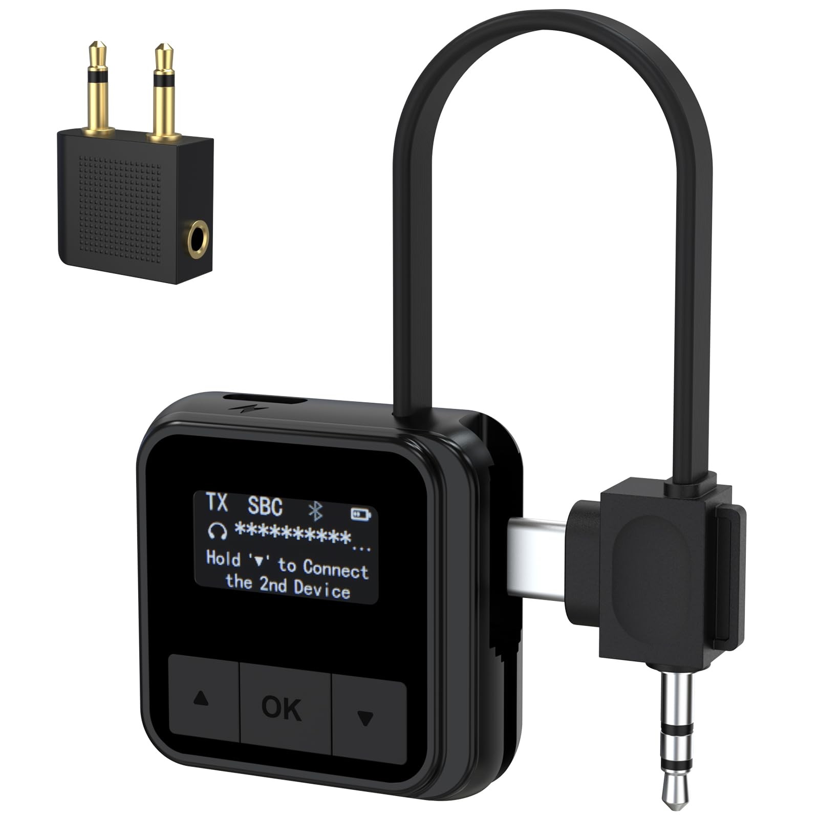 Wireless Bluetooth Adapter for Airplane & TV - 2-in-1 Transmitter Receiver