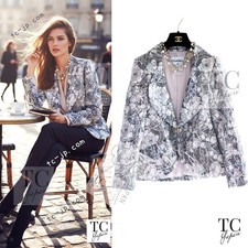 $10K CHANEL 09C Gray PalePink SequinCamellia Summer Jacket Karl Lagerfeld 34 US2